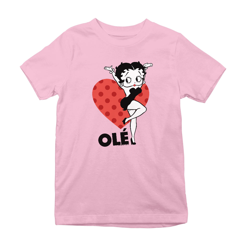 Betty Boop Ole Heart Pose Kids T-Shirt