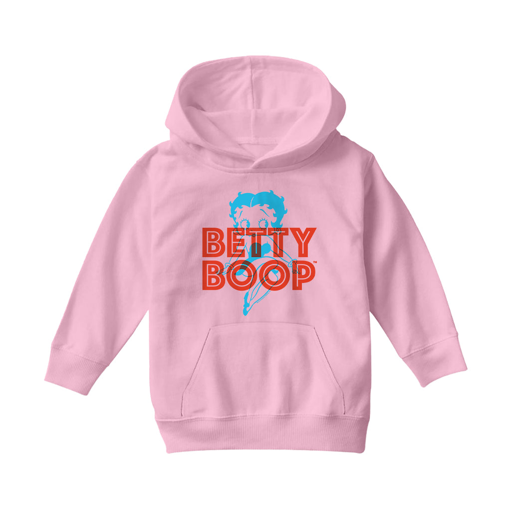 Betty Boop Red And Blue Sitting Pose Kids Hooded Sweatshirt