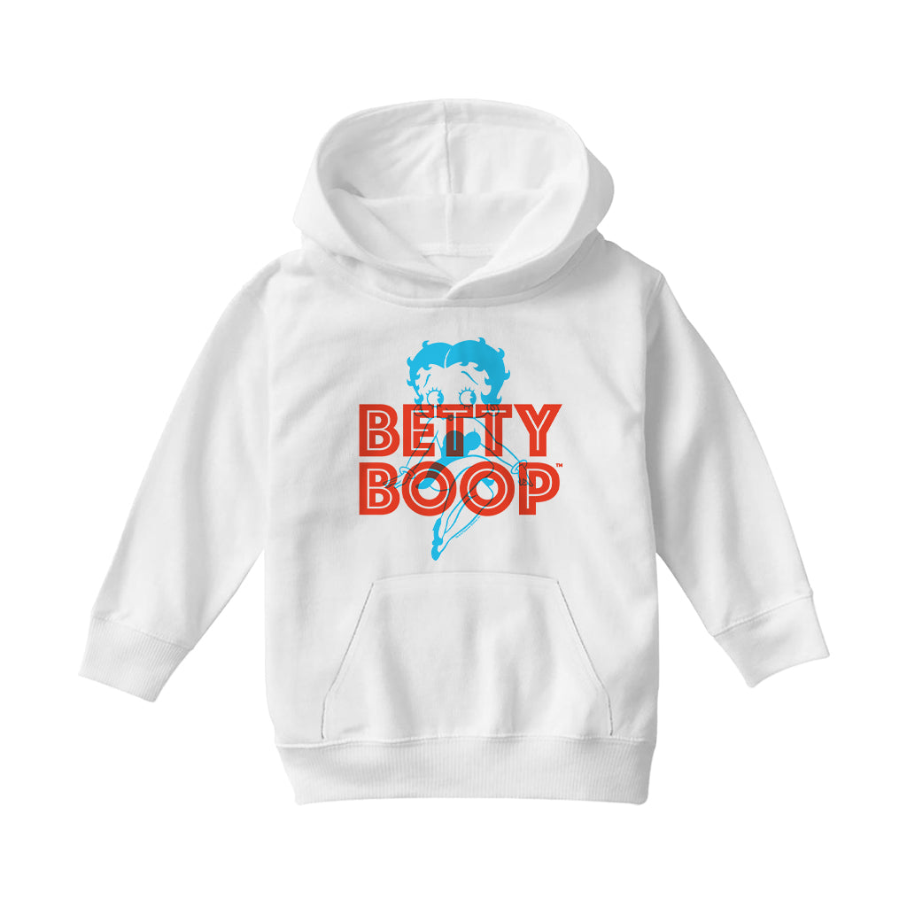Betty Boop Red And Blue Sitting Pose Kids Hooded Sweatshirt