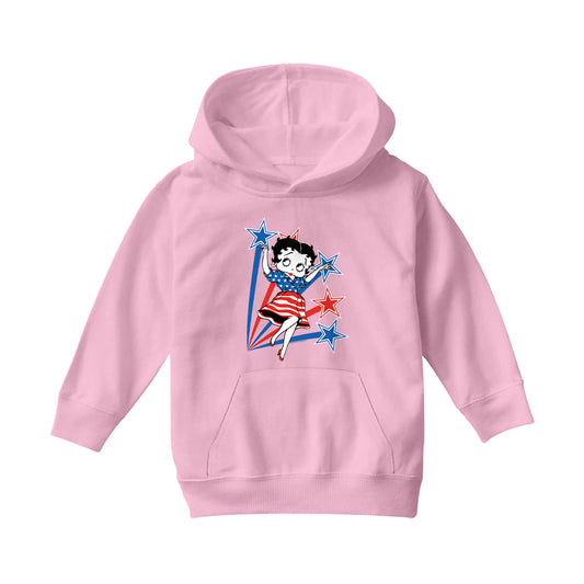 Betty Boop USA Flag Dress And Stars Kids Hooded Sweatshirt