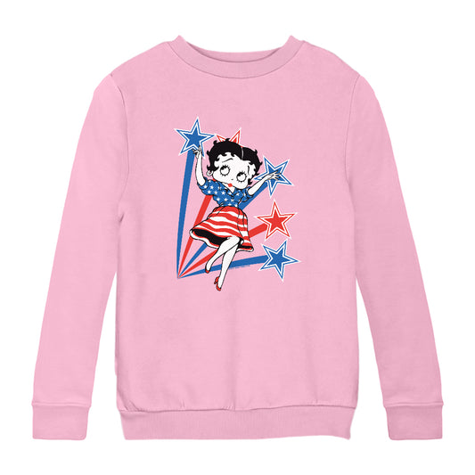 Betty Boop USA Flag Dress And Stars Kids Sweatshirt