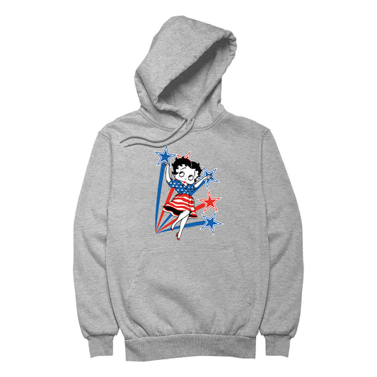 Betty Boop USA Flag Dress And Stars Women's Hooded Sweatshirt