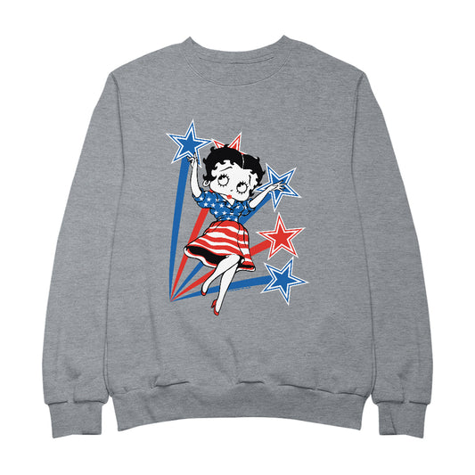Betty Boop USA Flag Dress And Stars Women's Sweatshirt