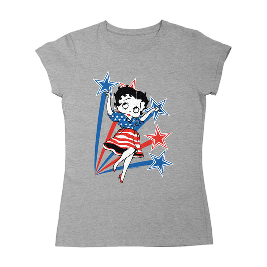 Betty Boop USA Flag Dress And Stars Women's T-Shirt