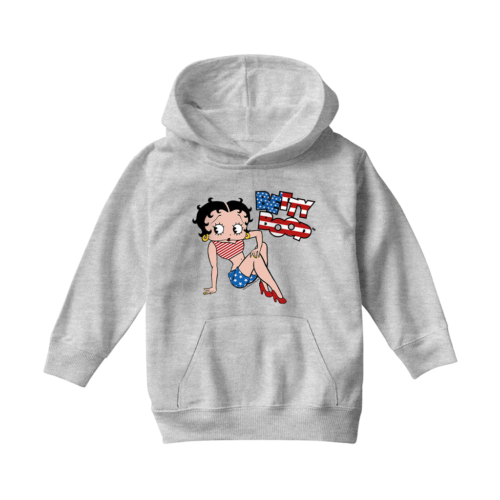 Betty Boop USA Flag Clothing Logo Kids Hooded Sweatshirt