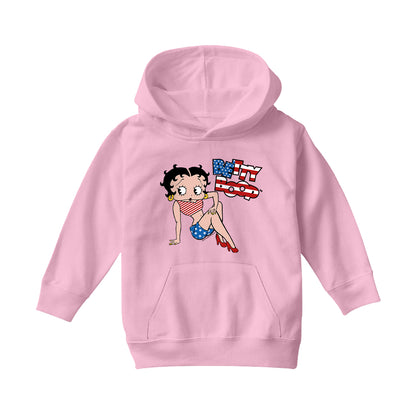 Betty Boop USA Flag Clothing Logo Kids Hooded Sweatshirt