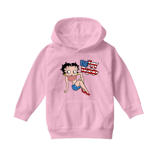 Betty Boop USA Flag Clothing Logo Kids Hooded Sweatshirt