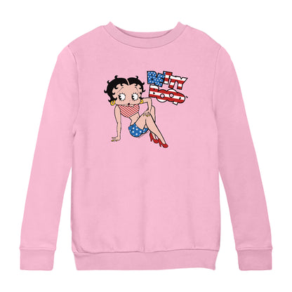 Betty Boop USA Flag Clothing Logo Kids Sweatshirt