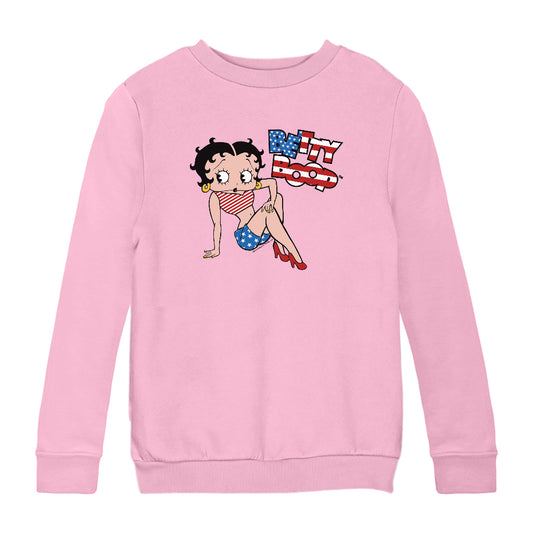 Betty Boop USA Flag Clothing Logo Kids Sweatshirt