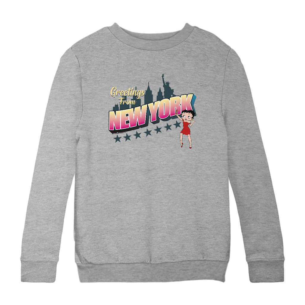 Betty Boop Greetings From New York Kids Sweatshirt