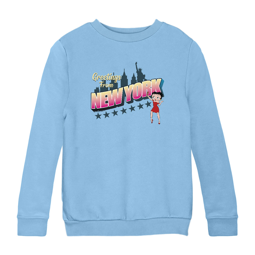 Betty Boop Greetings From New York Kids Sweatshirt