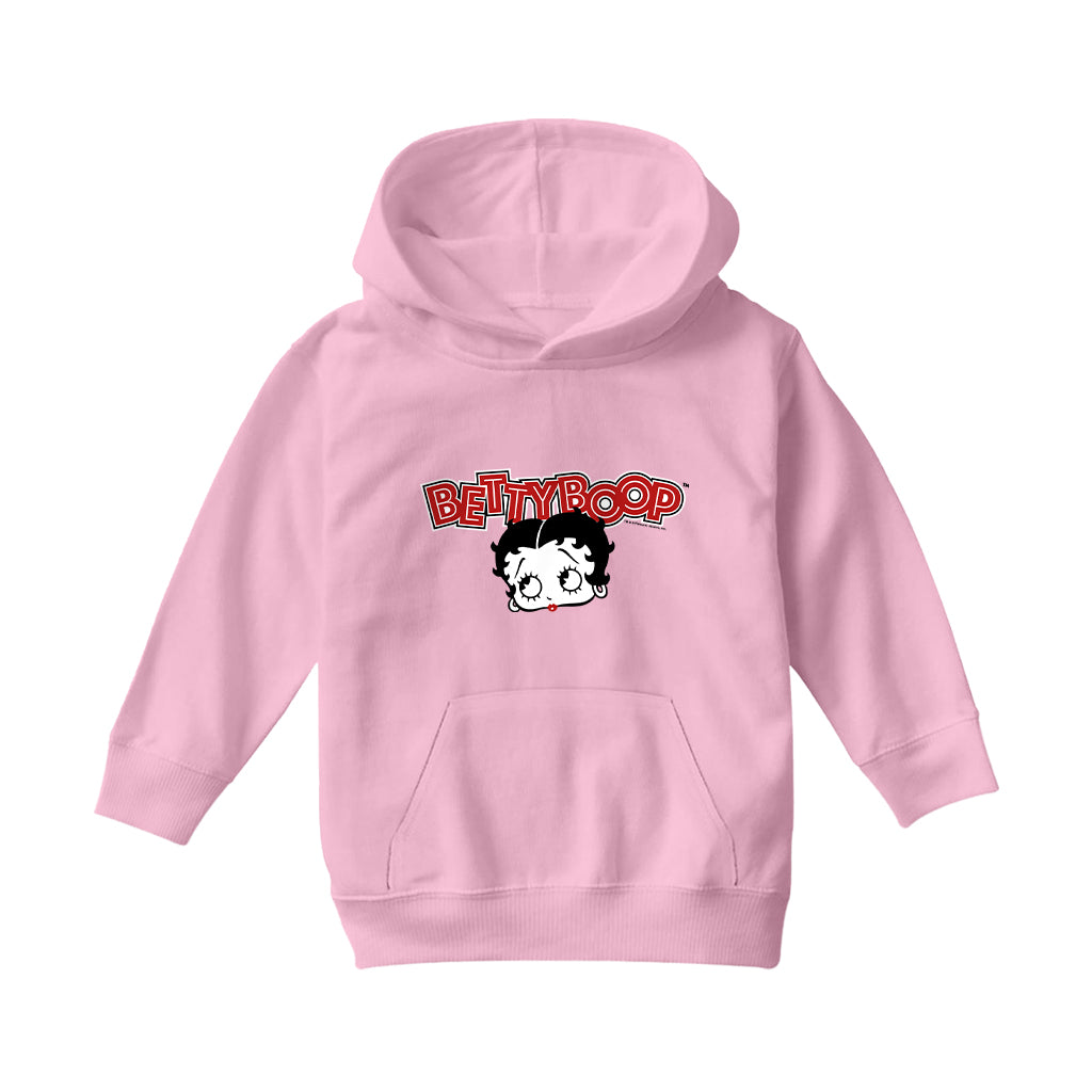 Betty Boop Red Lips Face And Logo Kids Hooded Sweatshirt