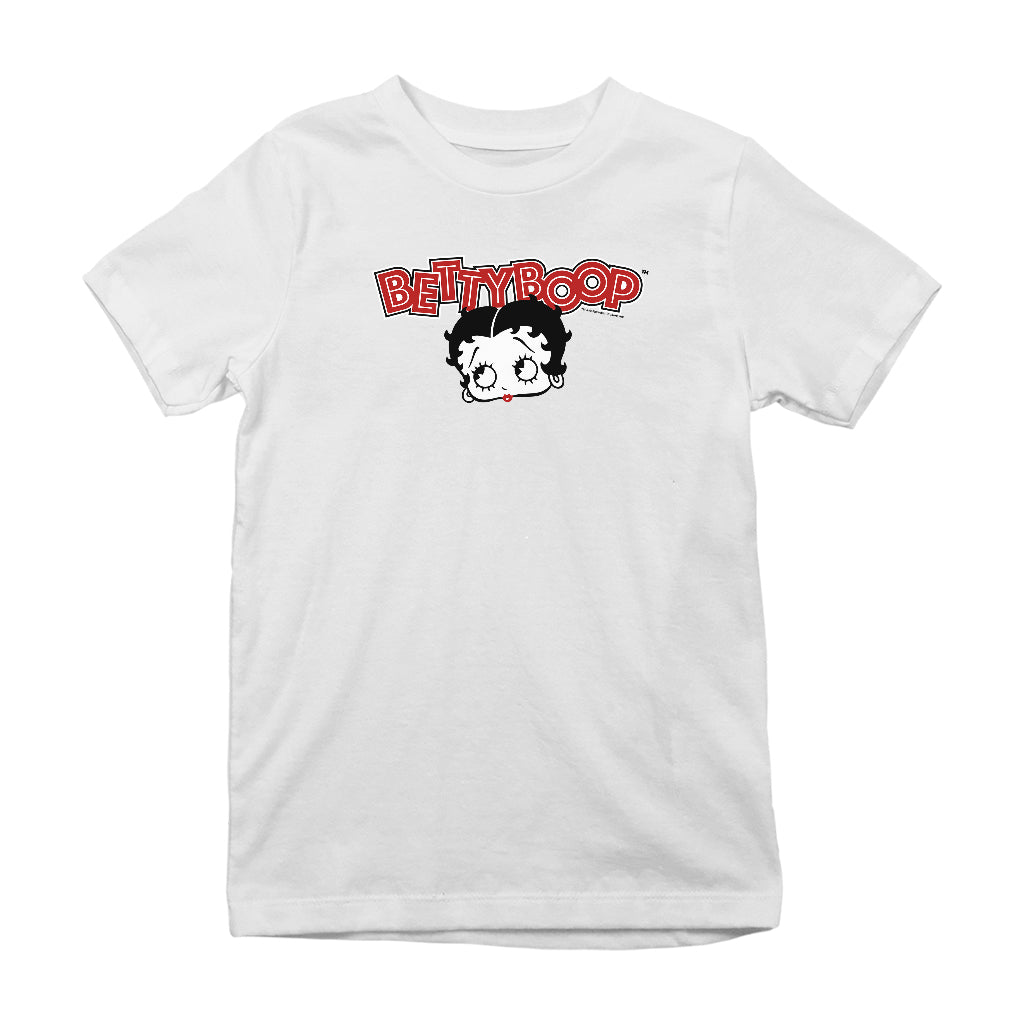 Betty Boop Red Lips Face And Logo Kids T-Shirt