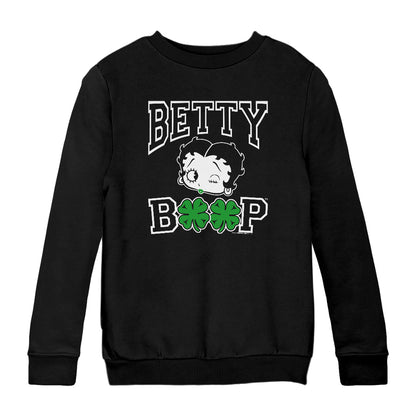 Betty Boop Four Leaf Clovers St Patrick's Day Kids Sweatshirt