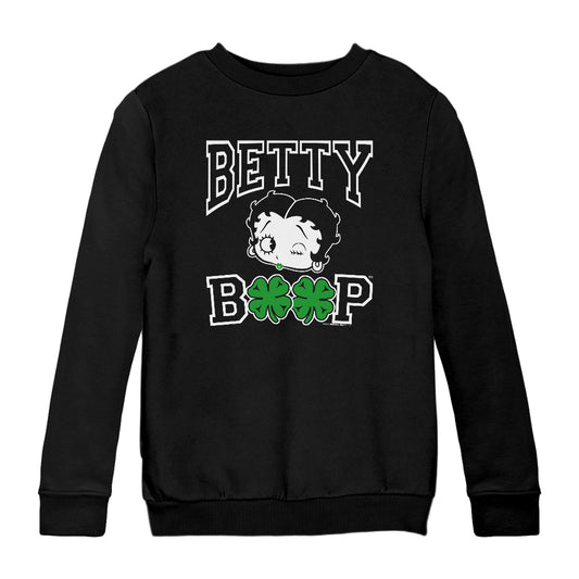 Betty Boop Four Leaf Clovers St Patrick's Day Kids Sweatshirt