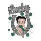 Betty Boop St Patrick's Day Lucky Horseshoe With Cloves Women's Hooded Sweatshirt