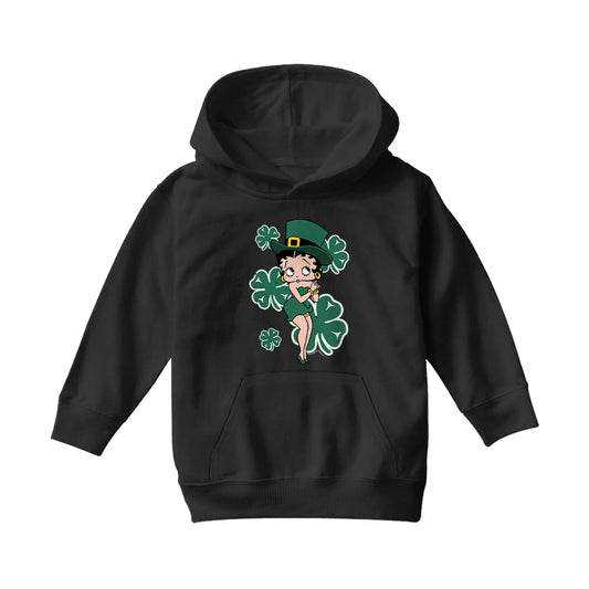 Betty Boop St Patrick's Day Green Dress and Hat Kids Hooded Sweatshirt