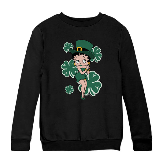 Betty Boop St Patrick's Day Green Dress and Hat Kids Sweatshirt