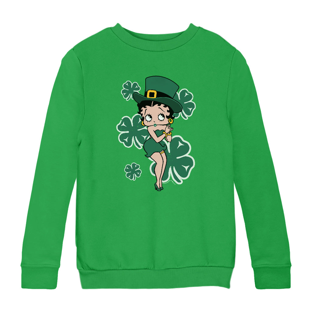 Betty Boop St Patrick's Day Green Dress and Hat Kids Sweatshirt