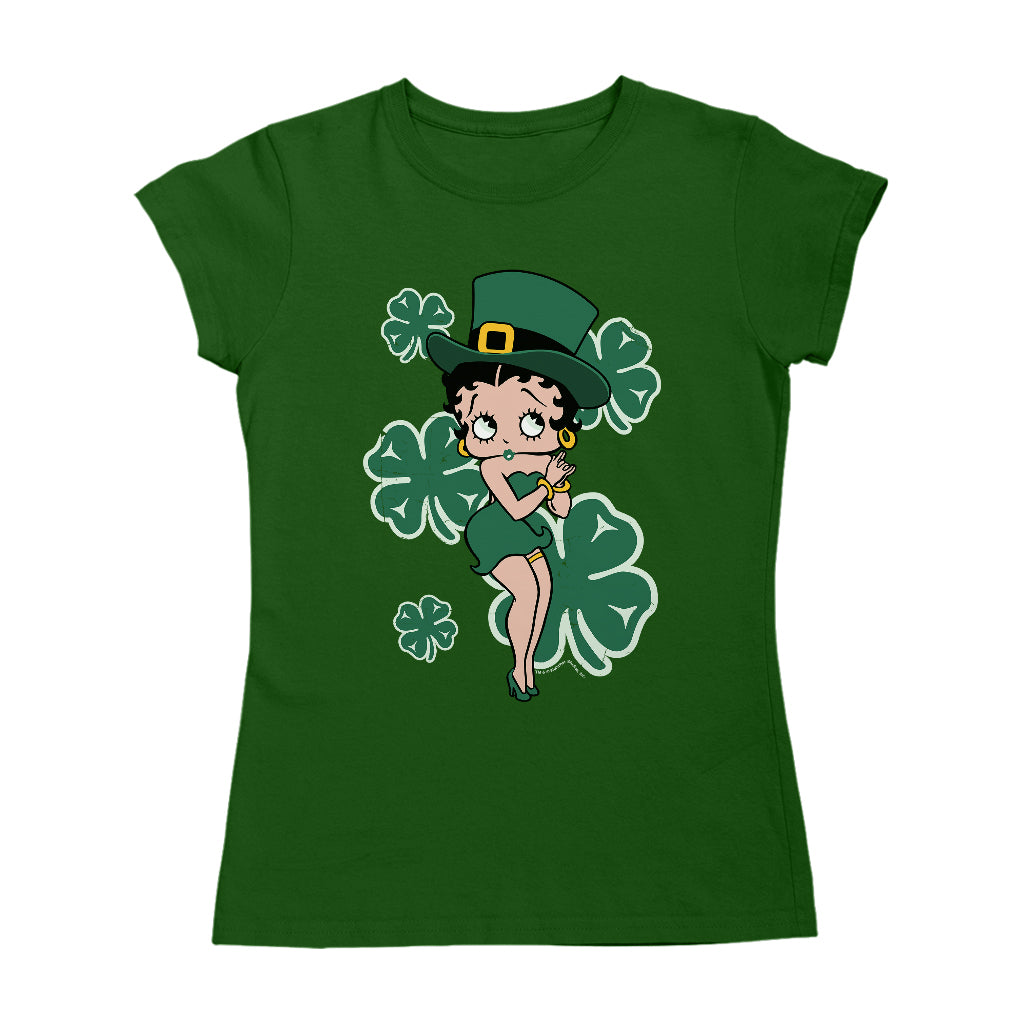 Betty Boop St Patrick's Day Green Dress and Hat Women's T-Shirt