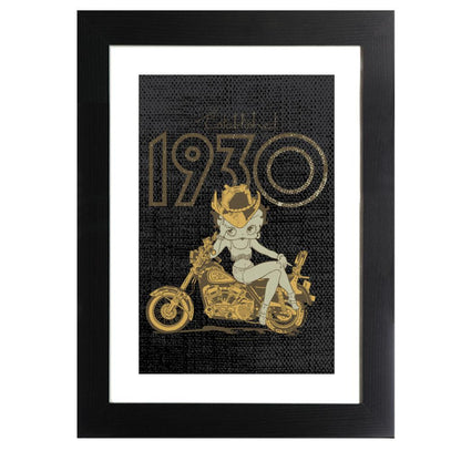 Betty Boop Established 1930 Golden Bike Framed Print