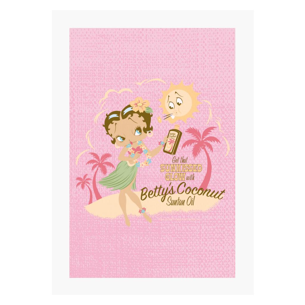 Betty Boop Bettys Coconut Suntan Oil A4 Print