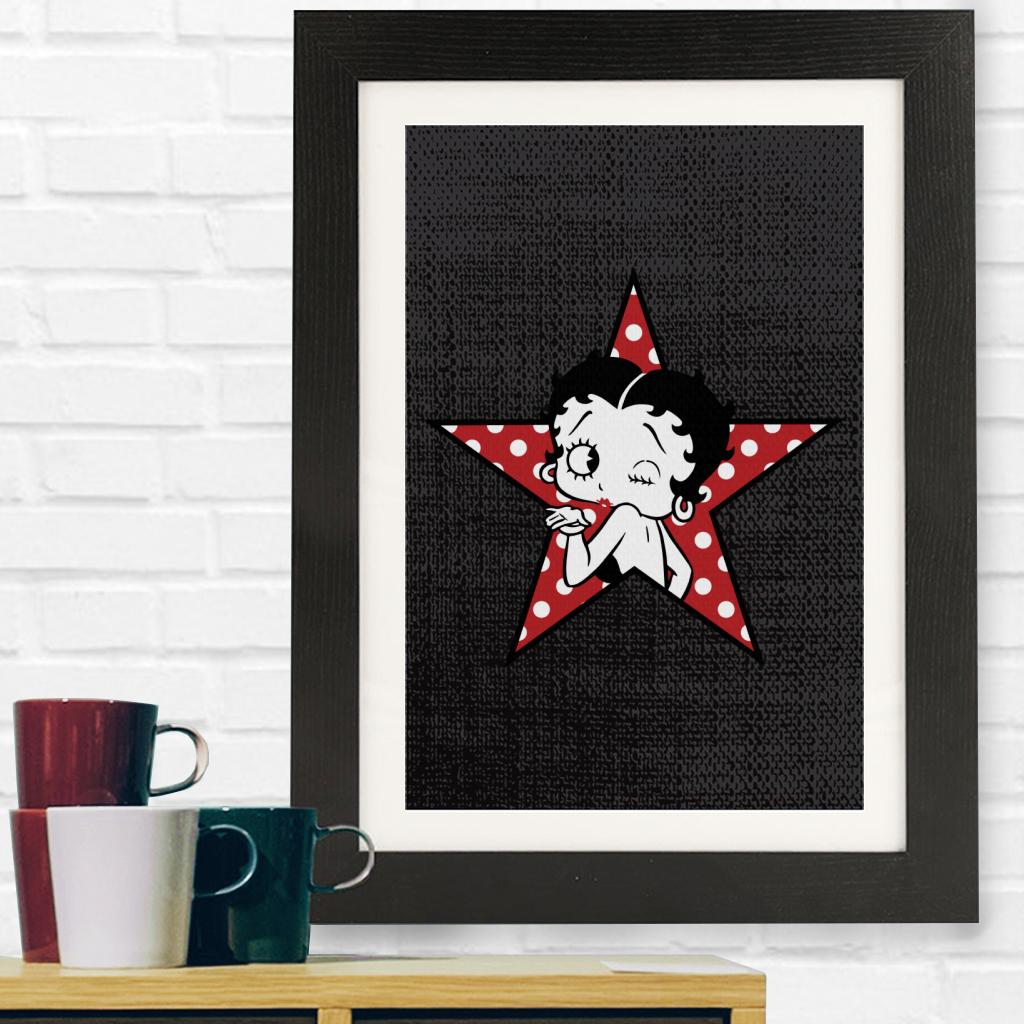 Betty Boop Wink Polka Dot Star Framed Print