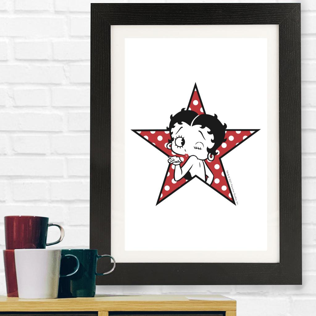 Betty Boop Wink Polka Dot Star Framed Print