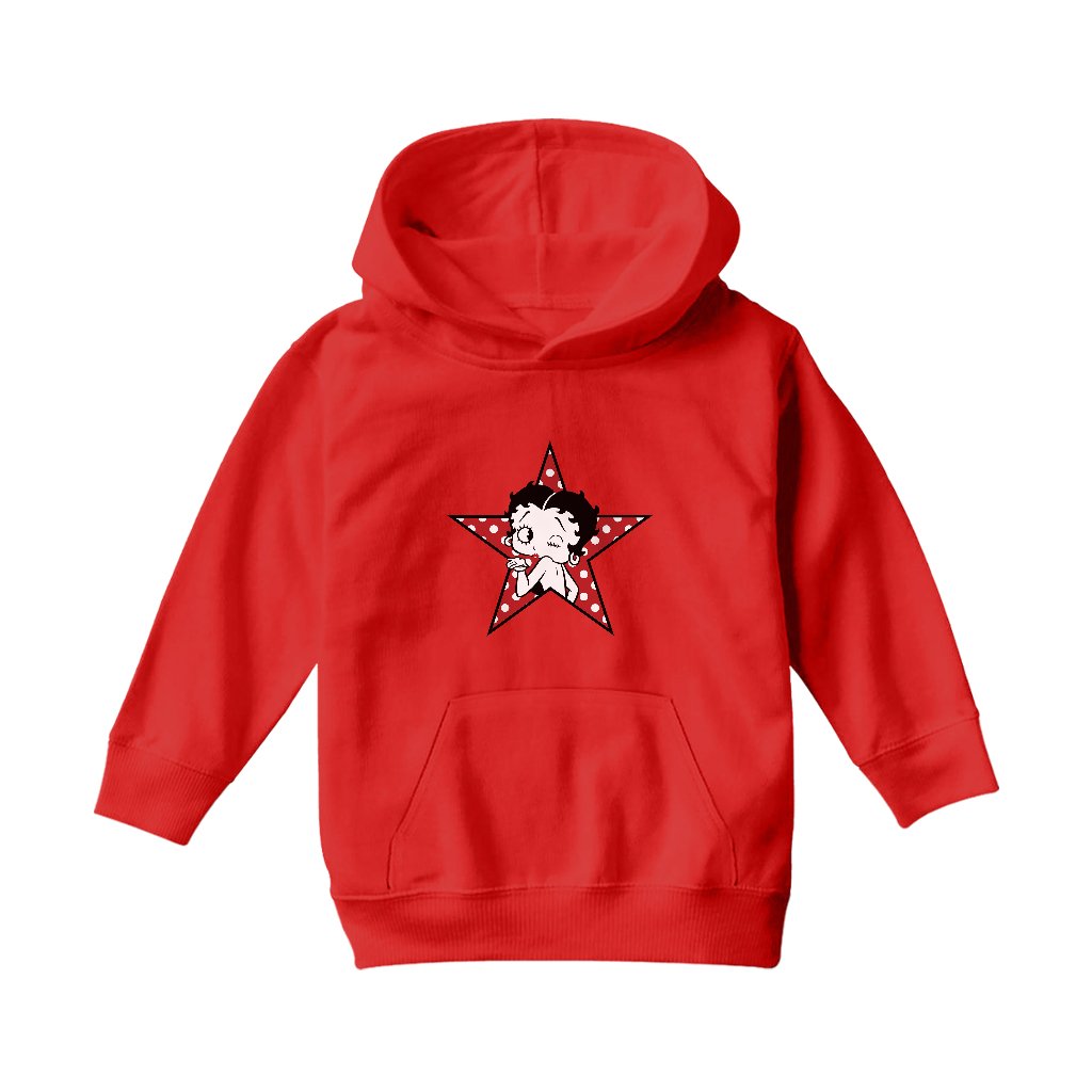 Betty Boop Wink Polka Dot Star Kids Hooded Sweatshirt