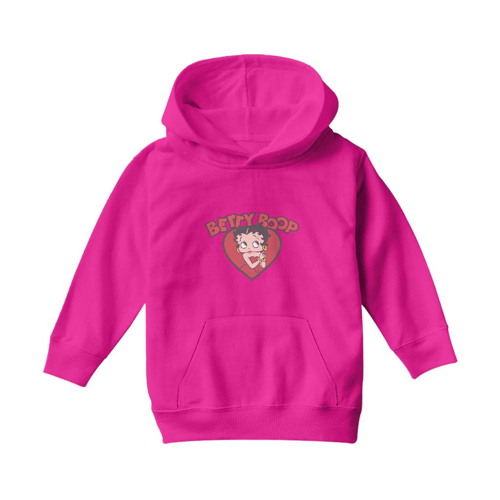 Betty Boop Love Red Dress Kids Hooded Sweatshirt