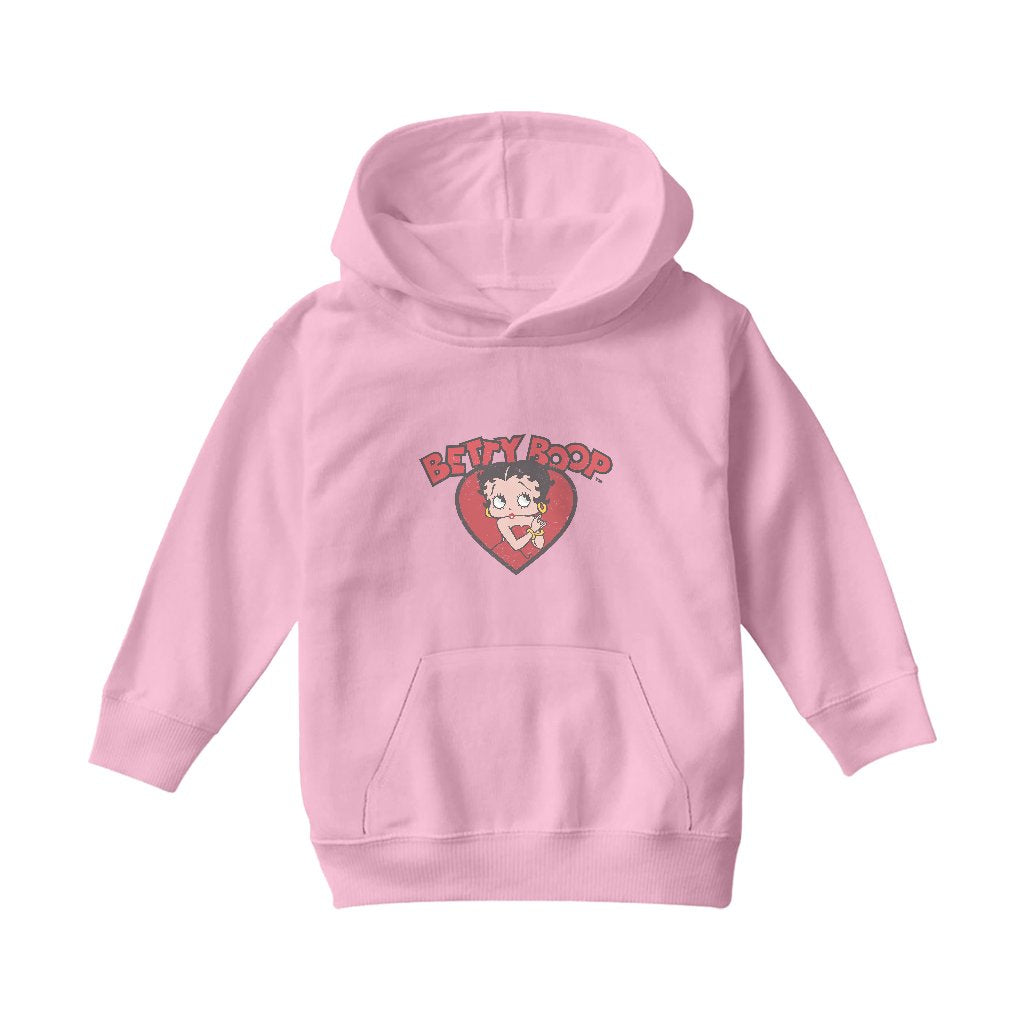 Betty Boop Love Red Dress Kids Hooded Sweatshirt