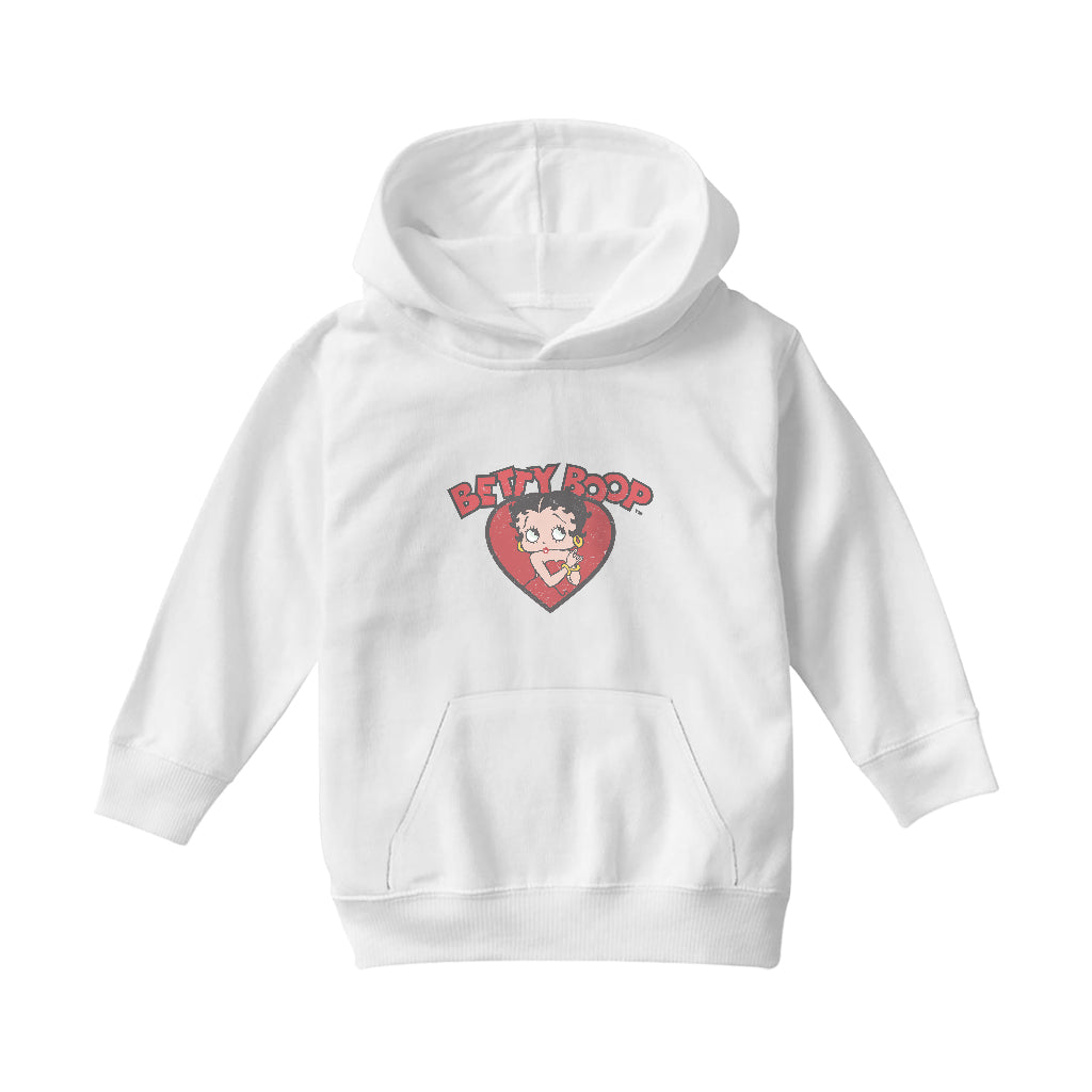 Betty Boop Love Red Dress Kids Hooded Sweatshirt