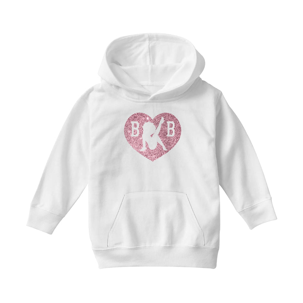 Betty Boop B B Love Heart Silhouette Pink Glitter Kids Hooded Sweatshirt