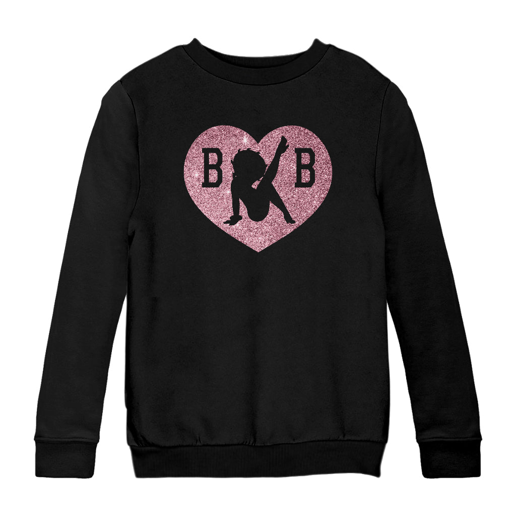 Betty Boop B B Love Heart Silhouette Pink Glitter Kids Sweatshirt