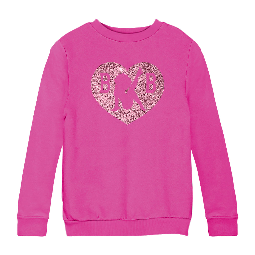 Betty Boop B B Love Heart Silhouette Pink Glitter Kids Sweatshirt