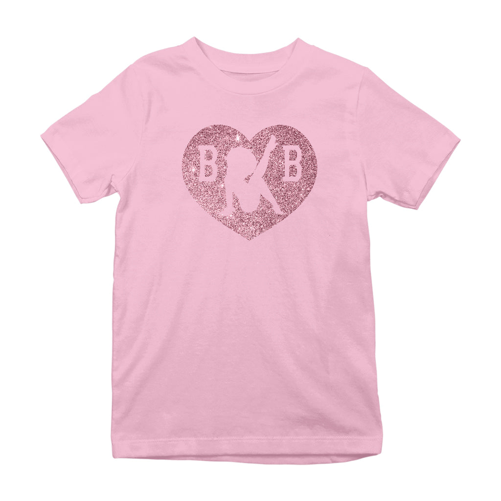 Betty Boop B B Love Heart Silhouette Pink Glitter Kids T-Shirt