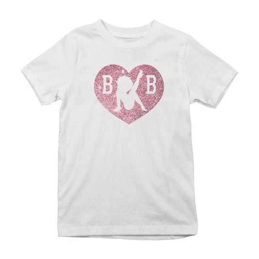 Betty Boop B B Love Heart Silhouette Pink Glitter Kids T-Shirt