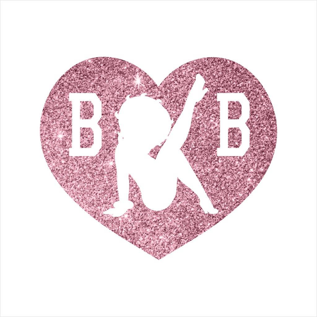 Betty Boop B B Love Heart Silhouette Pink Glitter Kids Hooded Sweatshirt