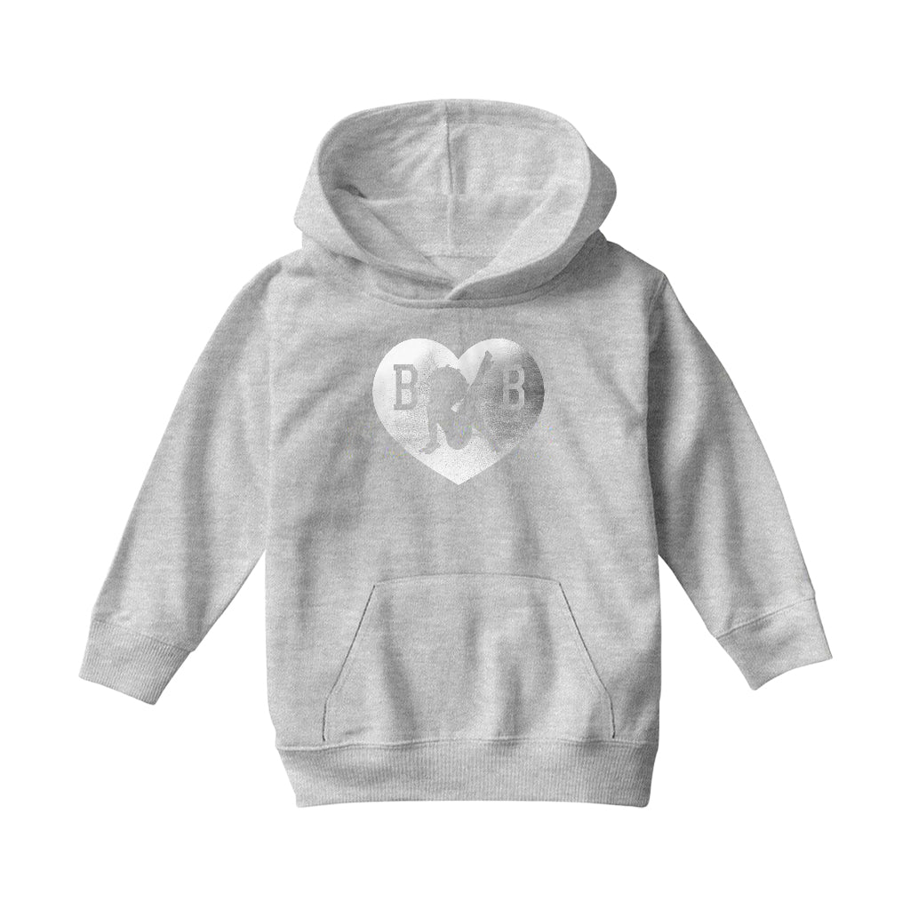 Betty Boop B B Love Heart Silver Foil Kids Hooded Sweatshirt