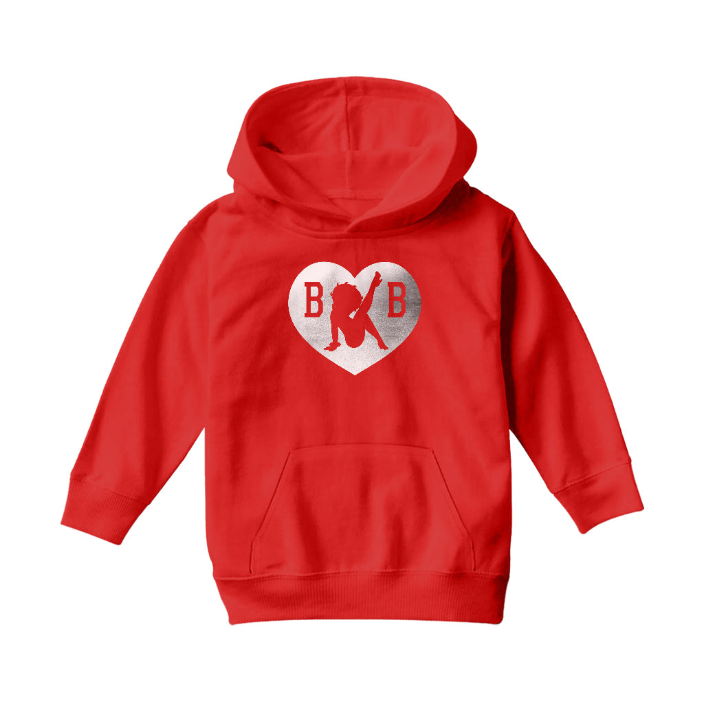 Betty Boop B B Love Heart Silver Foil Kids Hooded Sweatshirt