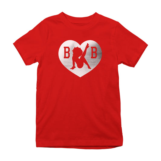 Betty Boop B B Love Heart Silver Foil Kids T-Shirt