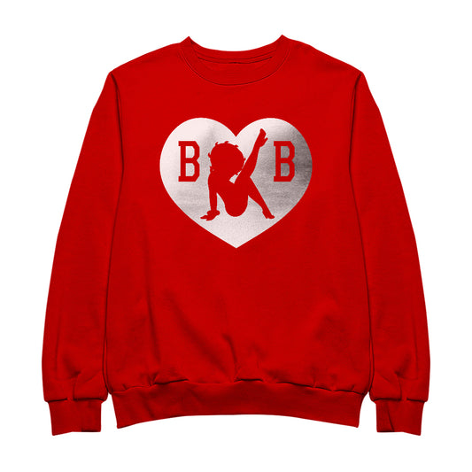 Betty Boop B B Love Heart Silver Foil Men's Sweatshirt