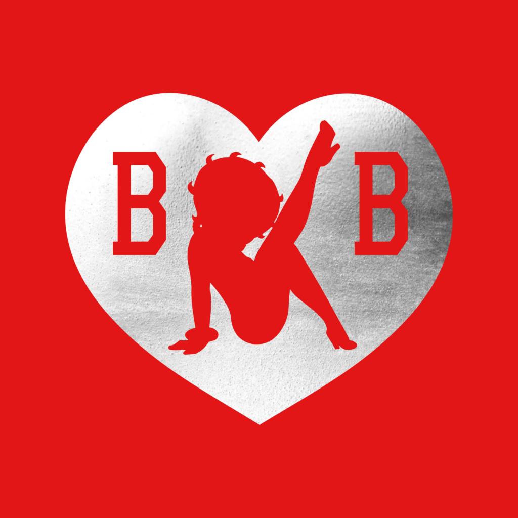 Betty Boop B B Love Heart Silver Foil Women's Hooded Sweatshirt