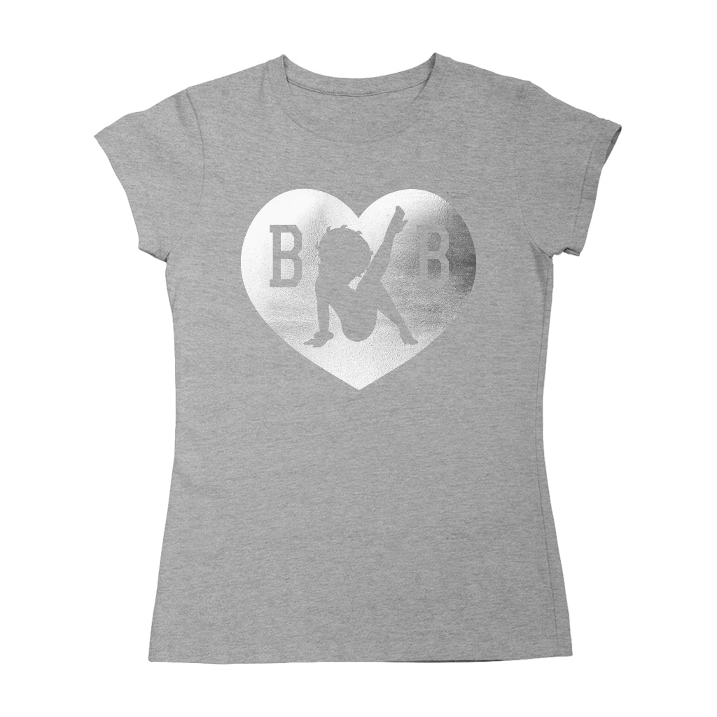 Betty Boop B B Love Heart Silver Foil Women's T-Shirt