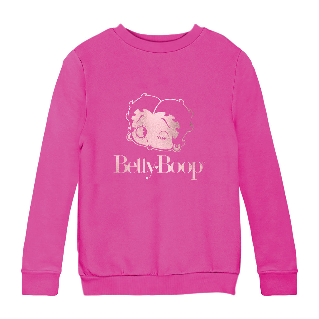 Betty Boop Wink Rose Gold Foil Kids Sweatshirt