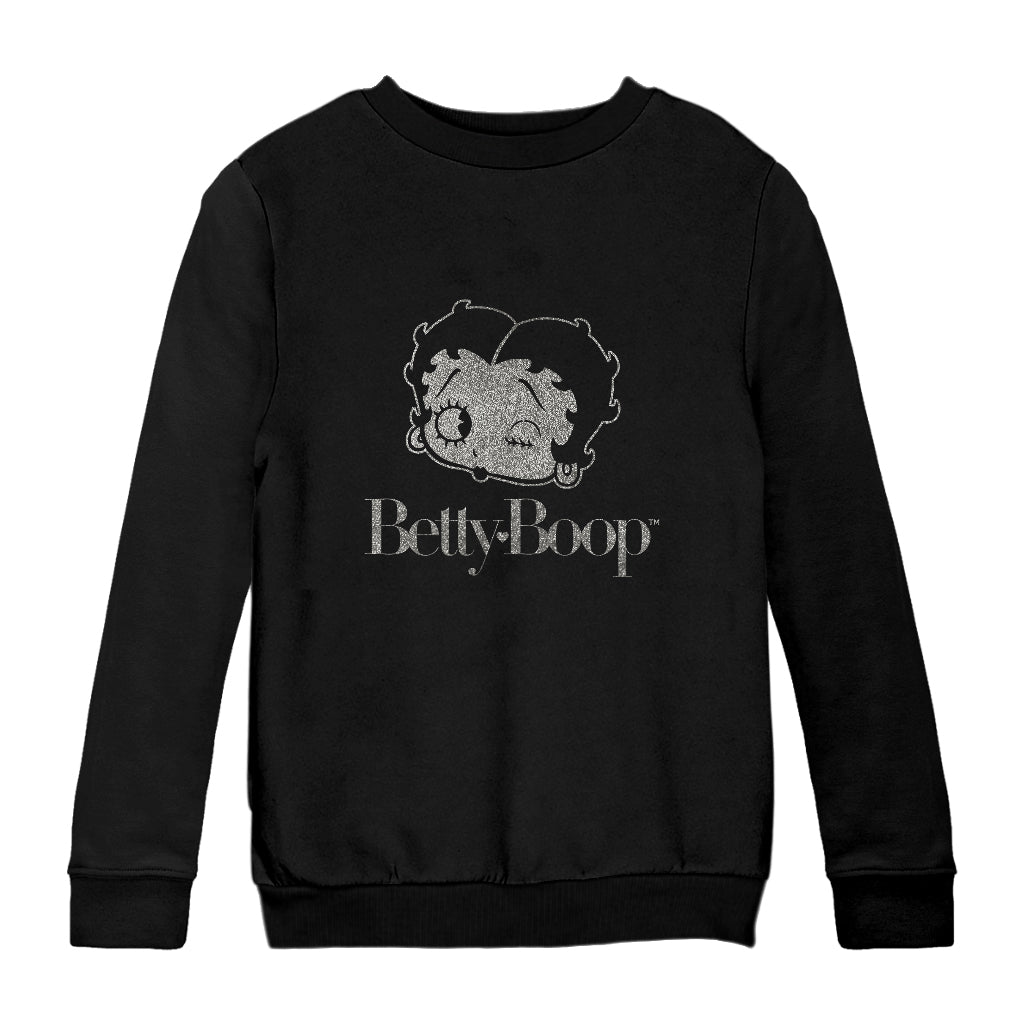 Betty Boop Wink Metallic Silver Foil Kids Sweatshirt