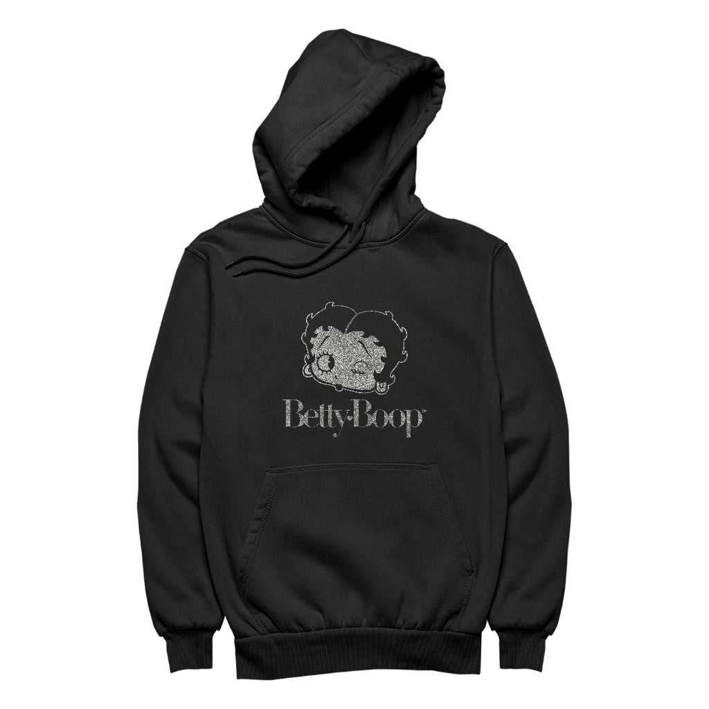 Betty Boop Wink Metallic Silver Foil Women's Hooded Sweatshirt